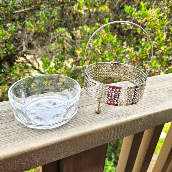 Vintage Arcoroc France Condiment Holder Glass And Metal - Picture 5 of 8